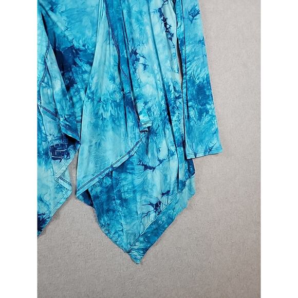 Lock & Love Aqua Blue Tie Dye Open Trapeze Cardigan Women's Plus 3XL Stretch - Picture 5 of 12